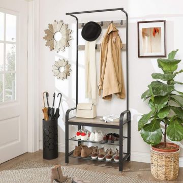 Cuier Haine Vintage Gri Si Negru, 72 Cm