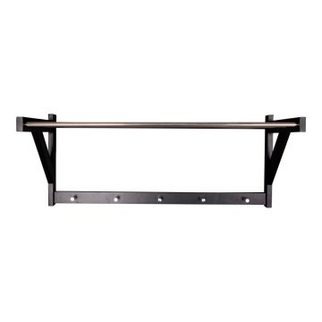 Cuier de perete negru din lemn de plop cu raft Padova - House Nordic