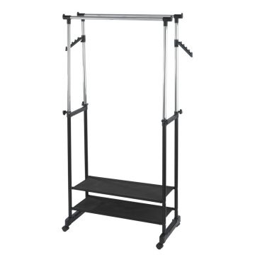 Suport de haine mobil telescopic din metal negru All In Black - Wenko