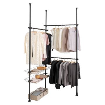 Suport pentru haine negru telescopic din metal Herkules – Wenko