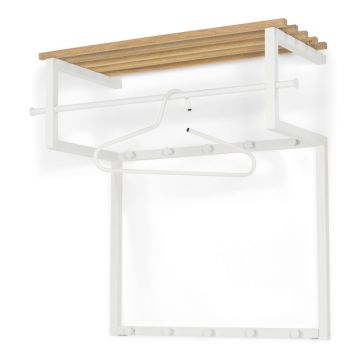 Cuier de perete alb-natural cu raft din metal Rizzoli – Spinder Design