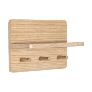 Cuier de perete în culoare naturală cu raft cu aspect de lemn de stejar Space – Hübsch