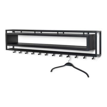 Cuier de perete negru cu raft din metal 118 cm School – Spinder Design