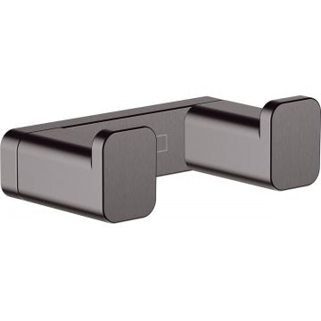 Cuier baie dublu Hansgrohe AddStoris  negru periat