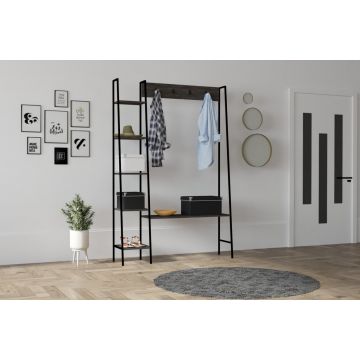 Cuier cu rafturi Model Marken, Antracit, 120x30x180 cm