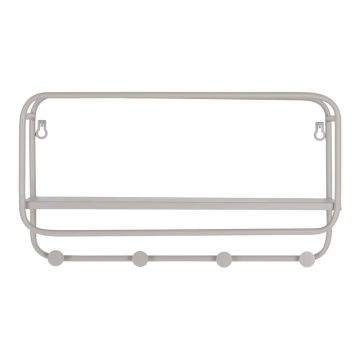 Cuier de perete gri deschis cu raft din metal Feira – House Nordic