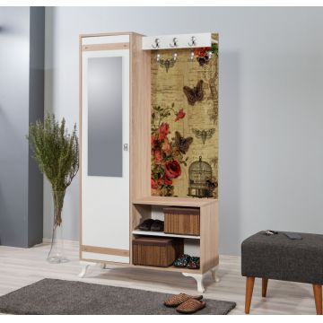 Cuier hol cu dulap Model Hickman, Stejar sonoma, 100x36x190 cm