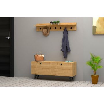 Cuier hol cu dulap Model Rupa, Stejar, 113x35x48.5 cm