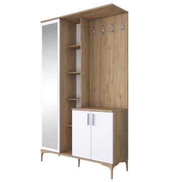 Cuier Zozmo nuc alb melamina 120x37.5x198.6 cm