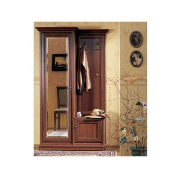 Antreu Sonata, Cuier Și Spații Depozitare Cu Oglindă, PAL Cu Cadru MDF, 110x43x204.5 cm, Castan