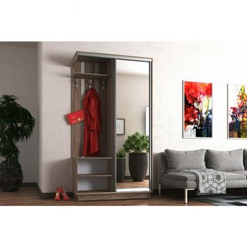 Cuier Alice, Cu Oglindă Simplă Și Spații Depozitare, PAL, 220x120x45 cm, Alb