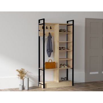 Cuier cu rafturi Model Begonya, Pin, 90x33x180 cm