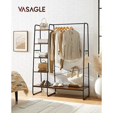 Cuier cu rafturi Model Dougherty, Negru, 120×45×160 cm