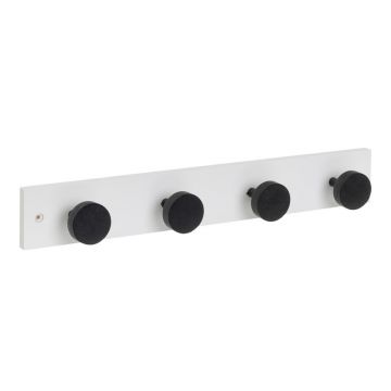Cuier de perete alb-negru din lemn de pin 40 cm Anillos – Casa Selección
