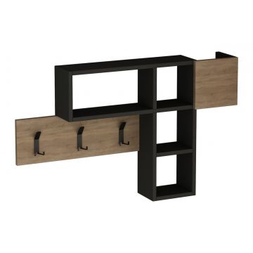 Cuier de perete Model Game, Antracit/Stejar, 99.5x15x61 cm