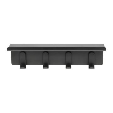 Cuier de perete negru cu raft din oțel 11,5 cm A-Hallway – Zone