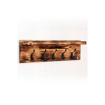 Cuier din lemn cu 5 agatatori Eli Homs, 65 x 20 cm, maro rustic