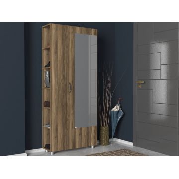 Cuier hol cu dulap Model Meyra, Nuc, 80x28.6x185 cm
