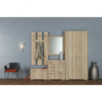 Cuier hol, Cu Spații Depozitare Și Oglindă, PAL, Design Modern, Alb