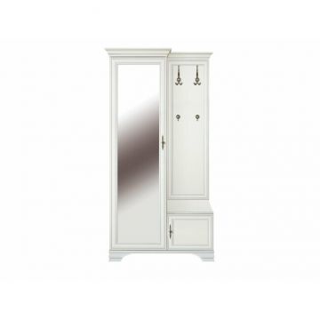 Cuier Idento cu oglindă 110 P/L, MDF și PAL, spațiu depozitare, 115.5x44x210 cm, alb alpin