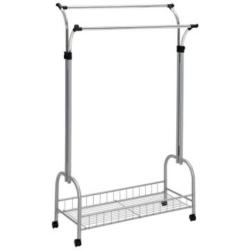 CUIER MOBIL CU RAFT PANTOFI in culoare aluminiu, culoare crom 100/195/40 cm