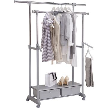 Cuier Mobil Cu Raft Pantofi in gri, culoare crom 92-143/116-176/44 cm