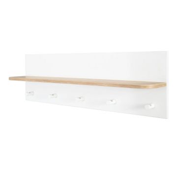 Cuier pentru copii alb-în culoare naturală de perete cu aspect de lemn de stejar Ava – Roba