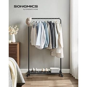 Cuier stender, Songmics, Negru, 90.5x40.5x158 cm