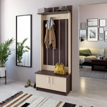 Cuier Yana, 80x37x200cm, Wenge+Mesteacan