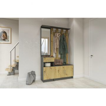 Hol Stephani, design modern, spațiu depozitare optimizat, structură PAL melaminat + MDF, 120x135 cm, Antracit