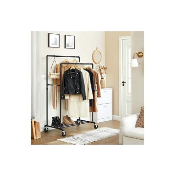 Suport pentru haine cu roti, Songmics, 2 sine, 110 kg, HSR60B, Negru