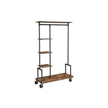 Suport pentru haine cu roti, Vasagle, 5 niveluri, HSR66BXV1, Maro Rustic