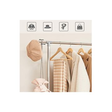 Suport pentru haine reglabil cu roti, Songmics, 2 sine, 101-163 x 49 x 113-198 cm, LLR401, Gri