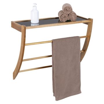 Suport pentru prosoape în culoare naturală închisă de montat pe perete din lemn Fondi – Wenko