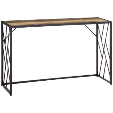 Consola 120cm, masa canapea industriala cu cadru metalic pentru sufragerie, hol, maro