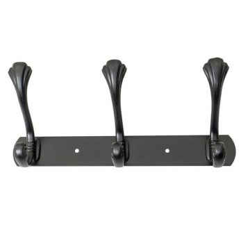 Cuier cu 3 Agatatori, Metal, Lungime 24.5 cm, Negru