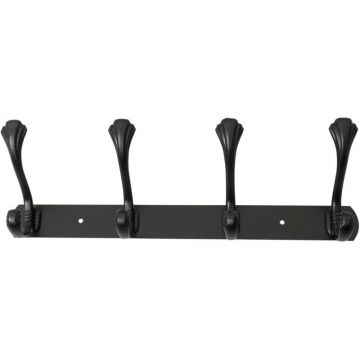 Cuier cu 4 Agatatori, Metal, Lungime 34.5 cm, Negru