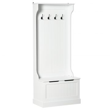 Cuier cu Banca  Depozitare - MDF Alb, 71,5 170 cm