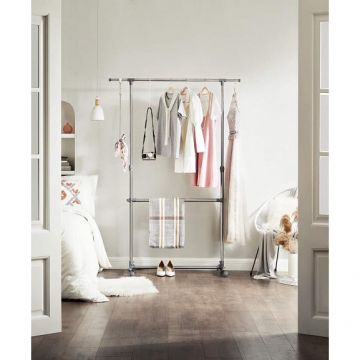 Cuier Cu Roti Nuovo, Otel inoxidabil, (100.1 x 166) x (113-198) Cm