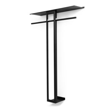 Cuier de perete negru cu raft din oțel 100 cm Luno Large – Spinder Design