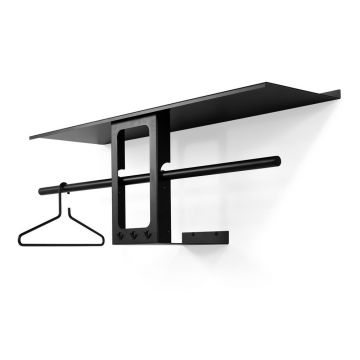 Cuier de perete negru cu raft din oțel 100 cm Luno Small – Spinder Design