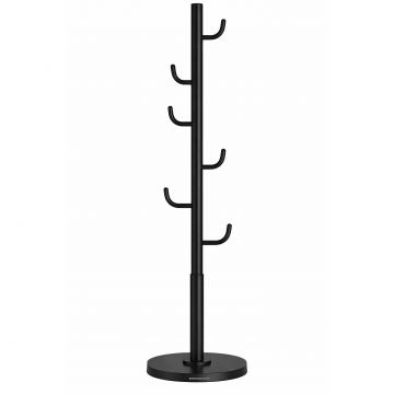 Cuier de podea, cu 8 carlige rezistente, pentru haine, palarii si genti, 175 cm, negru Da
