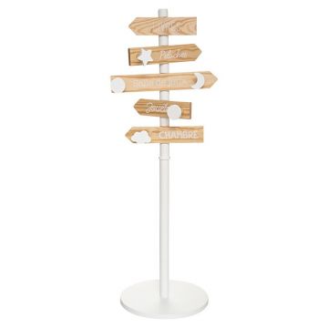 Cuier haine tip pom Aerol alb - culoare lemn natural D35x114cm