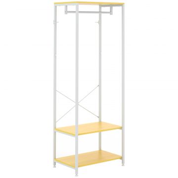 Cuier Mobil 2 in 1 cu Raft pe 2 Niveluri, din Otel si PAL, 60x40x167.5 cm