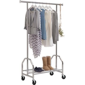 Cuier Mobil Cu Raft Pantofi culoare crom, 120/180/50 cm