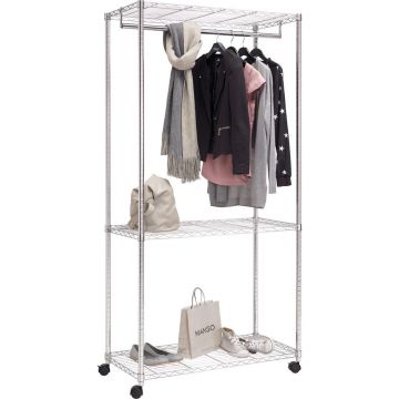 Cuier Mobil Cu Raft Pantofi culoare crom, 90/187/45 cm