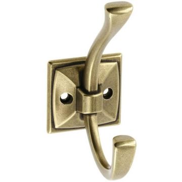 Cuier Model Smok/Madrid, 2 Carlige, Finisaj Antic Auriu