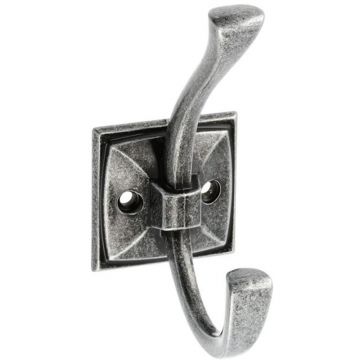 Cuier Model Smok/Madrid, 2 Carlige, Finisaj Gri Antic