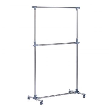 Cuier pentru haine cu inaltime si extensie reglabile, 165 x 48 x 180 cm, Inox   ABS, Argintiu   Gri