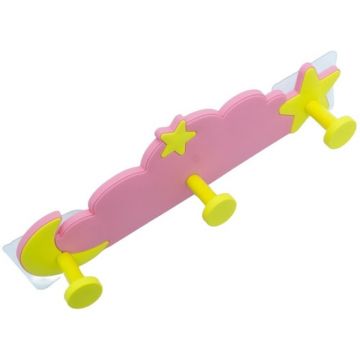 Cuier Perete Camera Copii, Norisor Roz, 3 Carlige